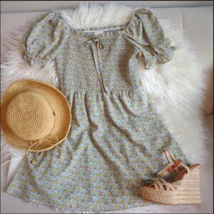 Cottagecore Dress Pockets MELLODAY Large Blue Prairie Smocked Nordstrom Floral